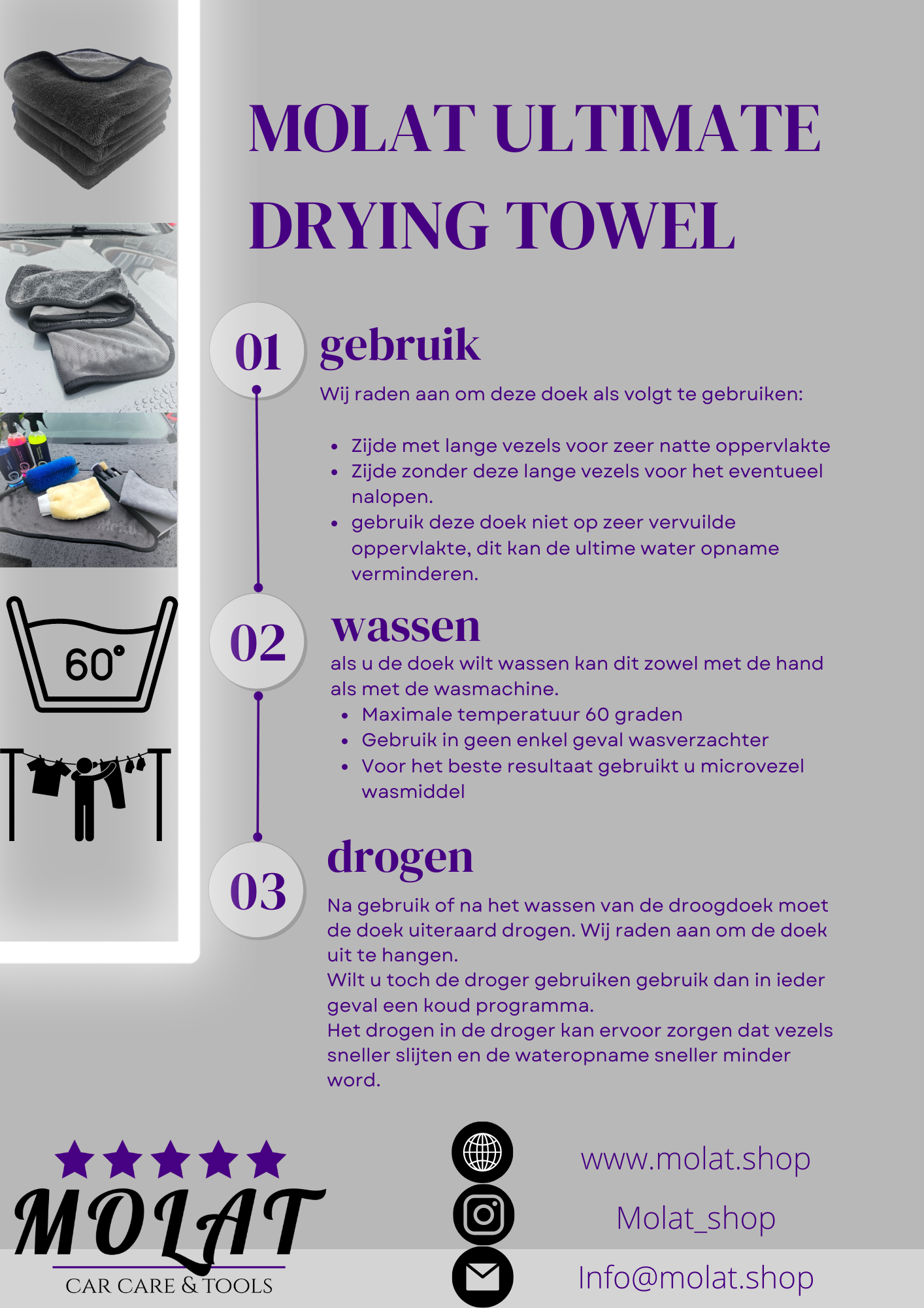 Molat ultimate drying towel 600gms 40x60cm / droogdoek